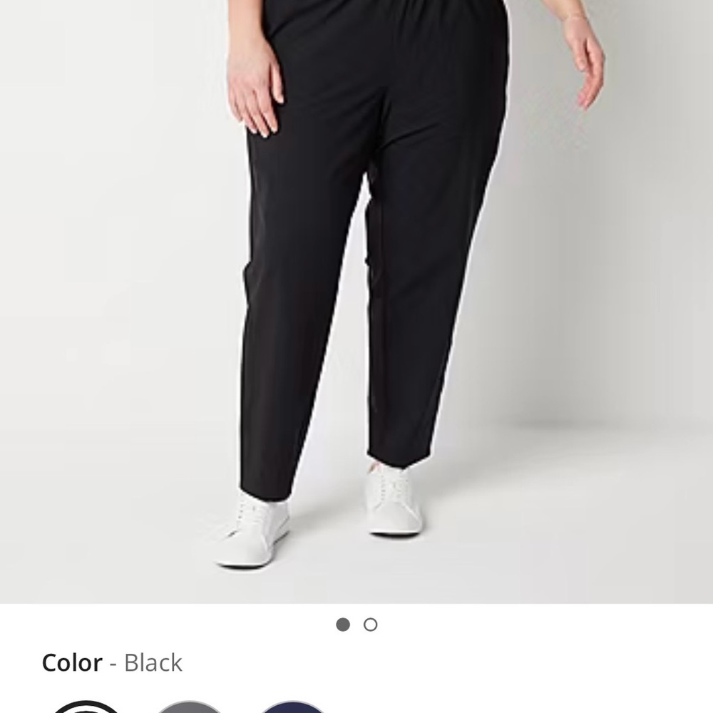 Black Stylus Womens Plus 2X Ankle Mid Rise Pull-On Pant/Jogger